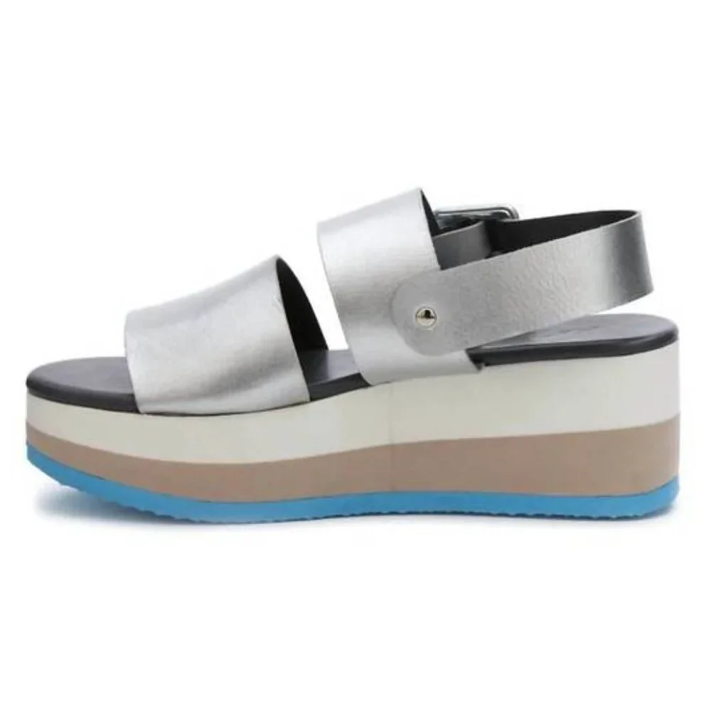 Matisse JAMs Double Strap Platform Sandal Silver New in Box